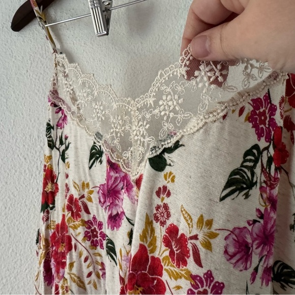 Floral Lace Trim Cami Top Size 1X Self Esteem Boho Flirty Romantic Vintage Charm - Picture 3 of 12